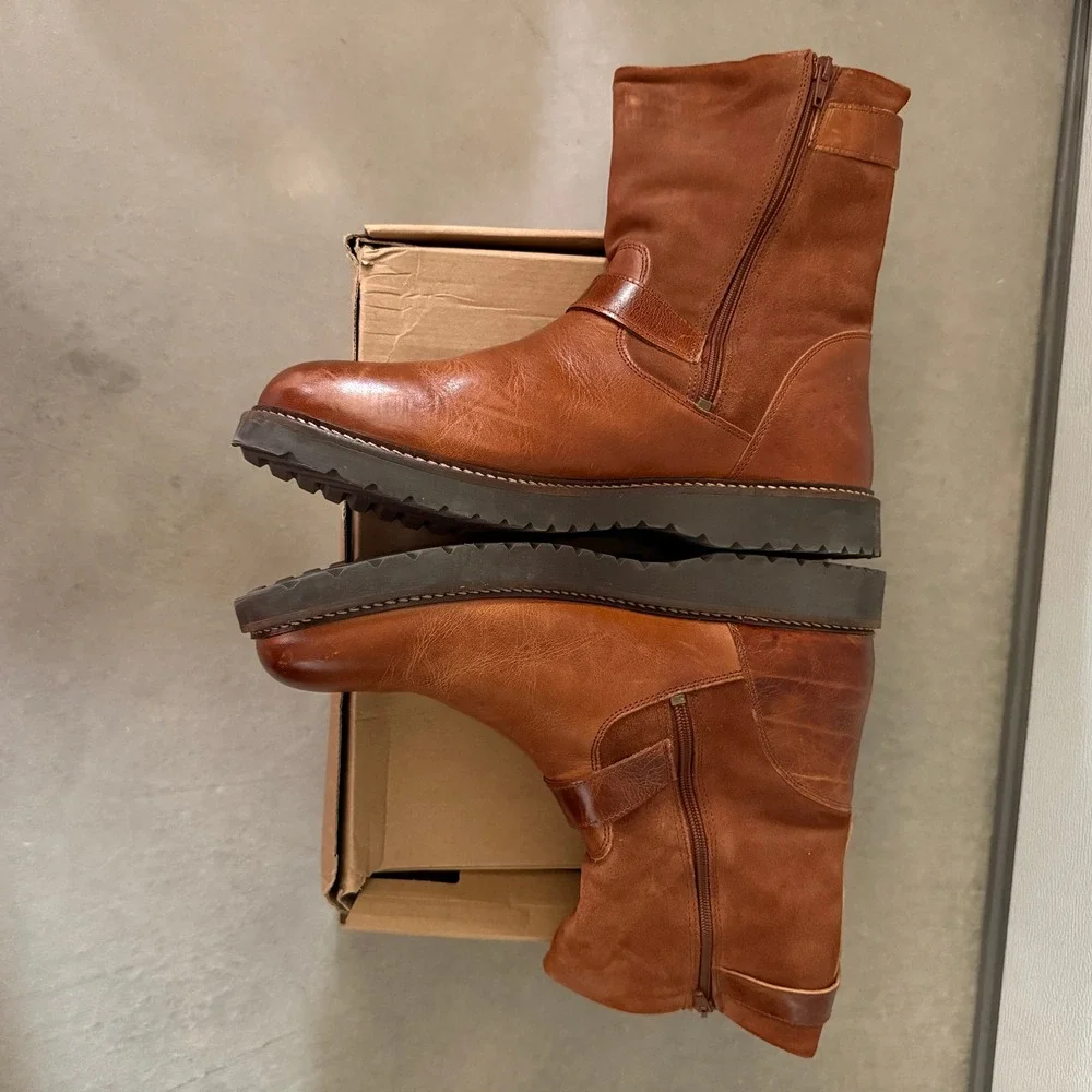 NoGRZ I.Jones Men Cognac Leather Suede Shearling Boots EU 45 Made in Portugal